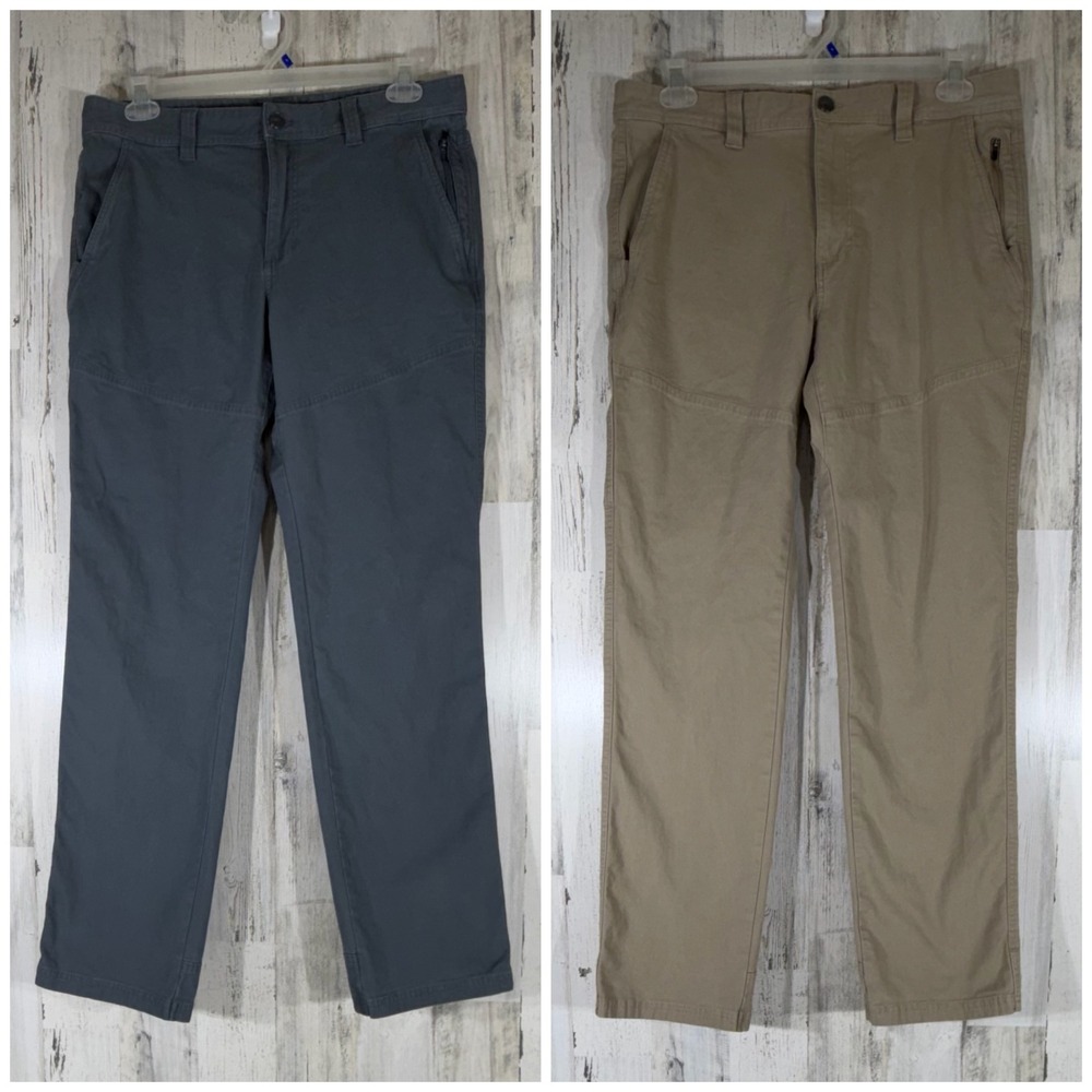 Ascend Mens Pants Size 36 Gray Khaki Lot of 2 Hiking Outdoor Organic Cotton READ